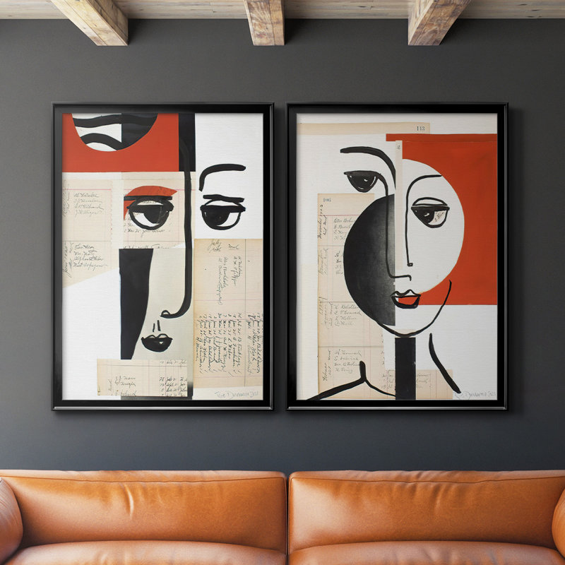" Faces Of A Century III " 2 - Pieces, Black , 36.5" H x 53" W