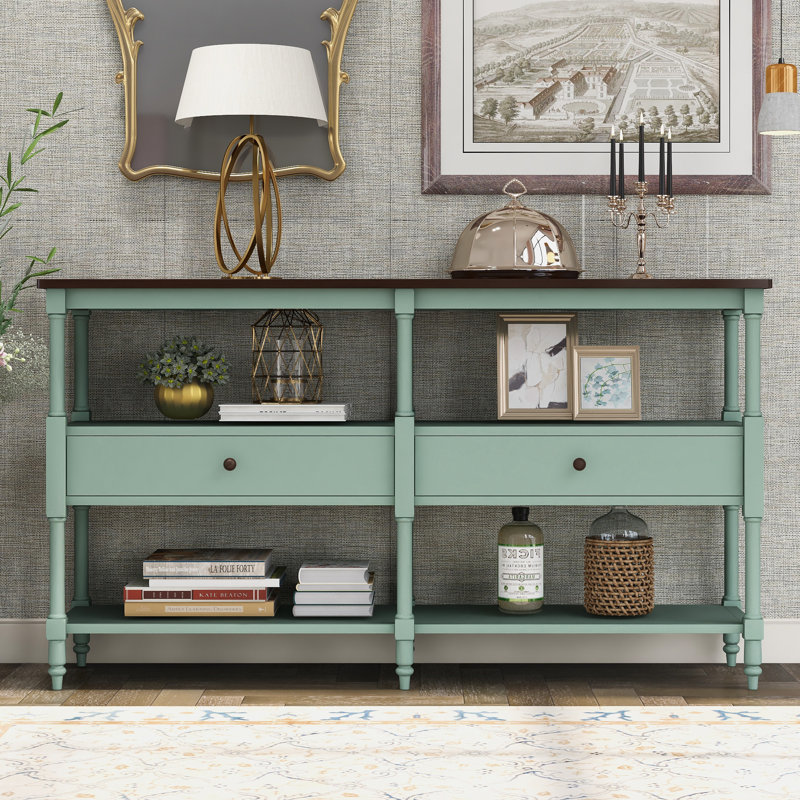 Baumann 57 " W Console Table, Brown/Green