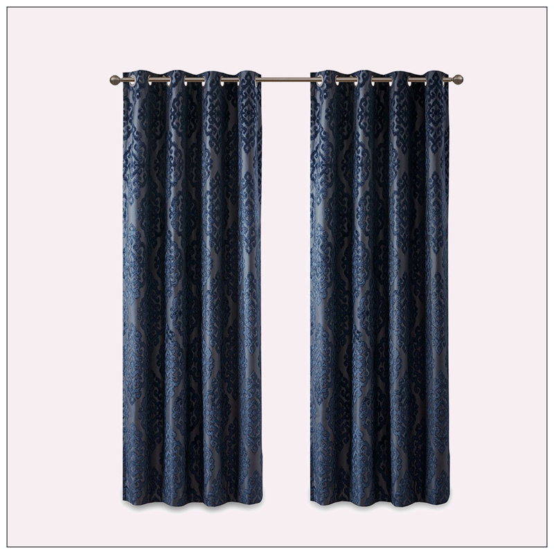 Cullie Blackout Single Curtain Panel, 50" W x 108" L, Navy