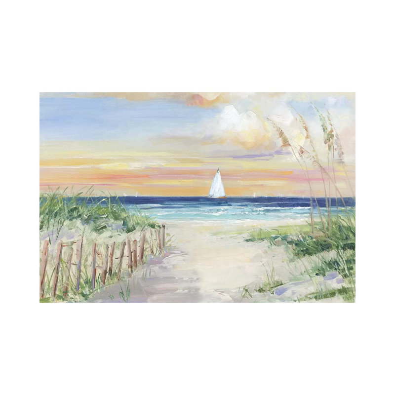 «Set Sail» par Sally Swatland - reproduction d'art, Pas de tapis, H 18 po x l 26 po x P 1,5 po, Toile tendue