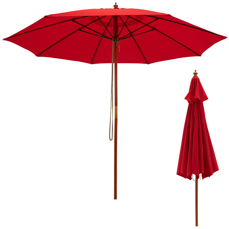 Parasol octogonal en polyester de 114 po Lanis, Rouge