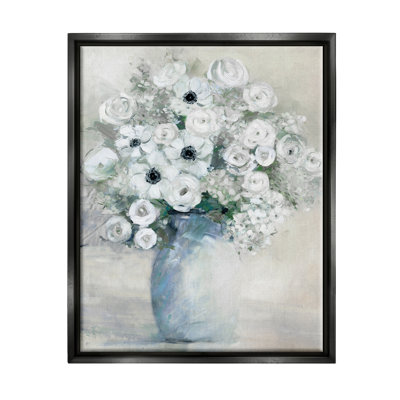 Peinture traditionnelle mixte de pivoines et de coquelicots par Sally Swatland - peinture sur toile flottante
