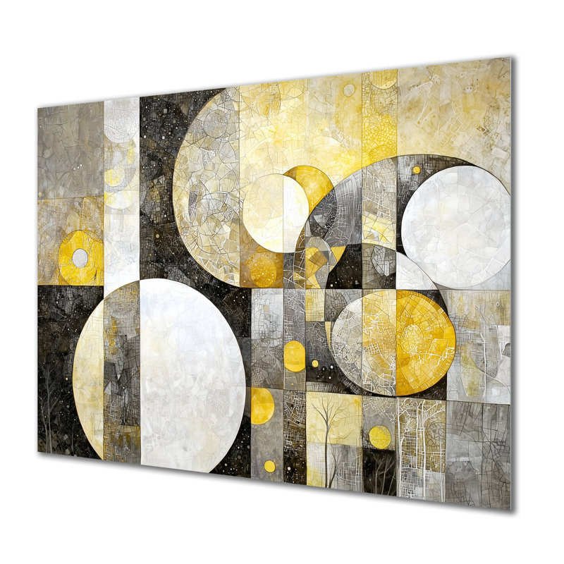 Celestial Balance Of Yellow Mosaic I - Geometric Metal Wall Decor, Modern Metal Print, 24" H x 32" W x 0.84" D