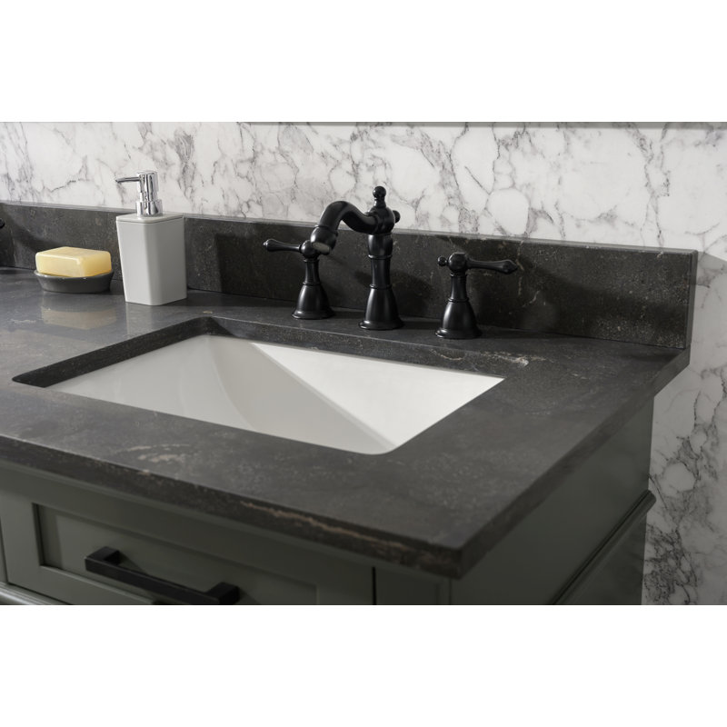 Ensemble de meuble-lavabo double 60 po Malcom, Étain, vert