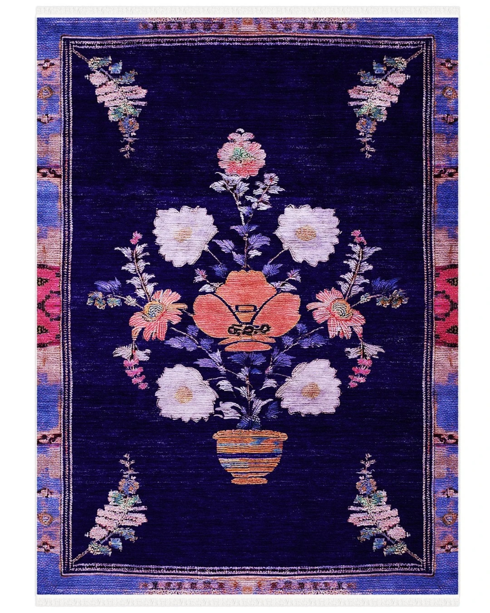 Transitional Machine Made Gray Pink Purple Rug 6'7 x 9'6 main image 1
