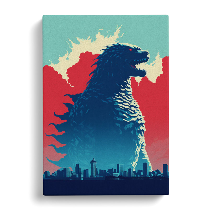 Godzilla Minimalism Art - Wrapped Canvas, 76cm H x 50cm W x 3cm D