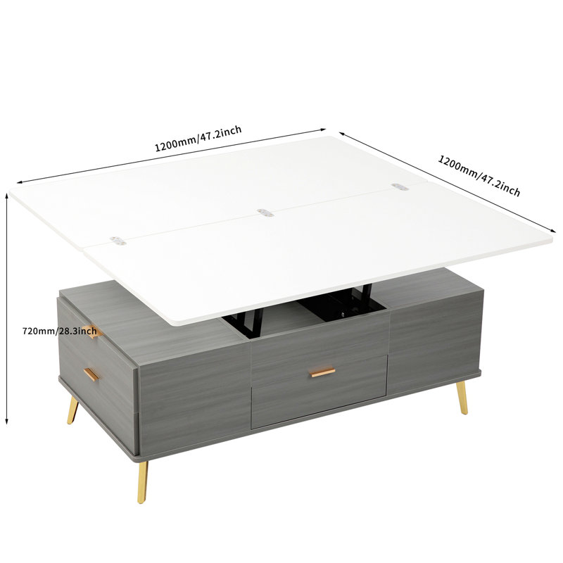 Modern Lift Top Coffee Table, Multi Functional Table With Drawers