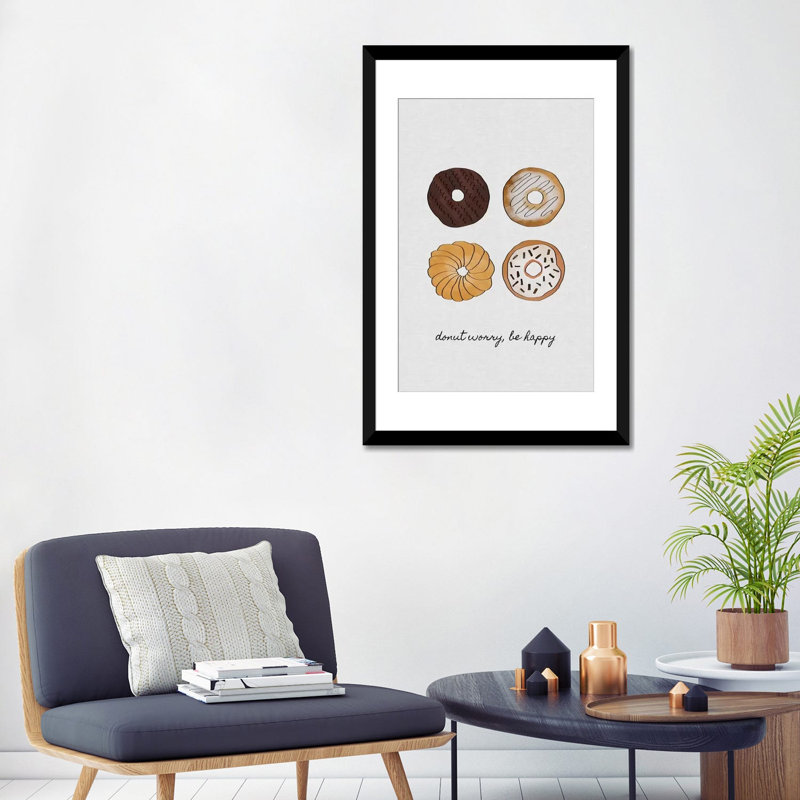 «Donut Wayez» par Orara Studio, impression sur toile tendue, H 32 po x l 24 po x P 1 po, Papier d'art encadré noir, Blanc