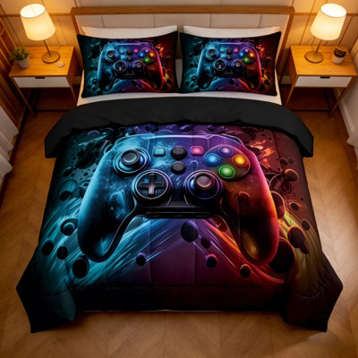 Gamer Comforter Sets King Size,3 Pieces Bed in a Bag,Video Game Controller Gaming Bedding Sets