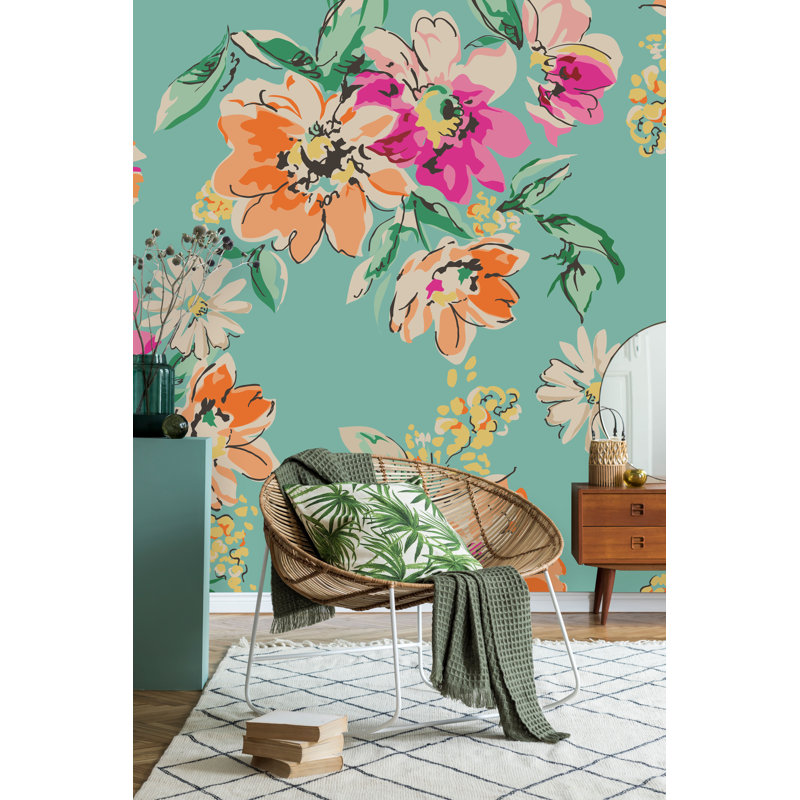 Floral Wall Mural, 125" W x 10.42" L