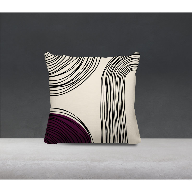 Cassie Abstract Outdoor Reversible Throw Pillow, 15"H x 15"W, Purple/Cream/Black