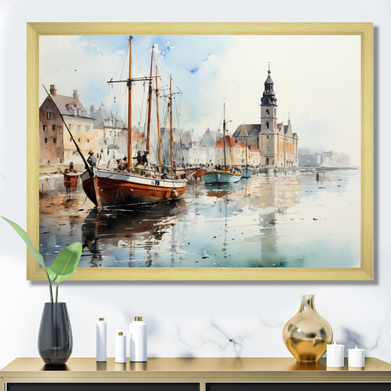 «Danemark Dutch Coastal Beauty II», reproduction sur toile, H 30 po x l 40 po x P 1,5 po, Encadrement doré