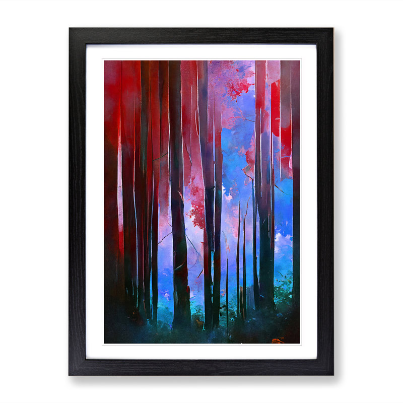 Unique Forest No.6 Abstract - Single Picture Frame Print, 64cm H x 46cm W x 2cm D, Black Framed