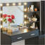 Meuble-lavabo avec miroir et lumières, coiffeuse 46,4 po avec 2 grands tiroirs et grand organisateur vertical, commode à 3 niveaux et 3 modes d'éclairage à luminosité réglable, convient à la chambre à coucher (noir)-1428084943