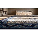 Blue Wool Antique Rectangle Hand Knotted Pile 1920s Rug
