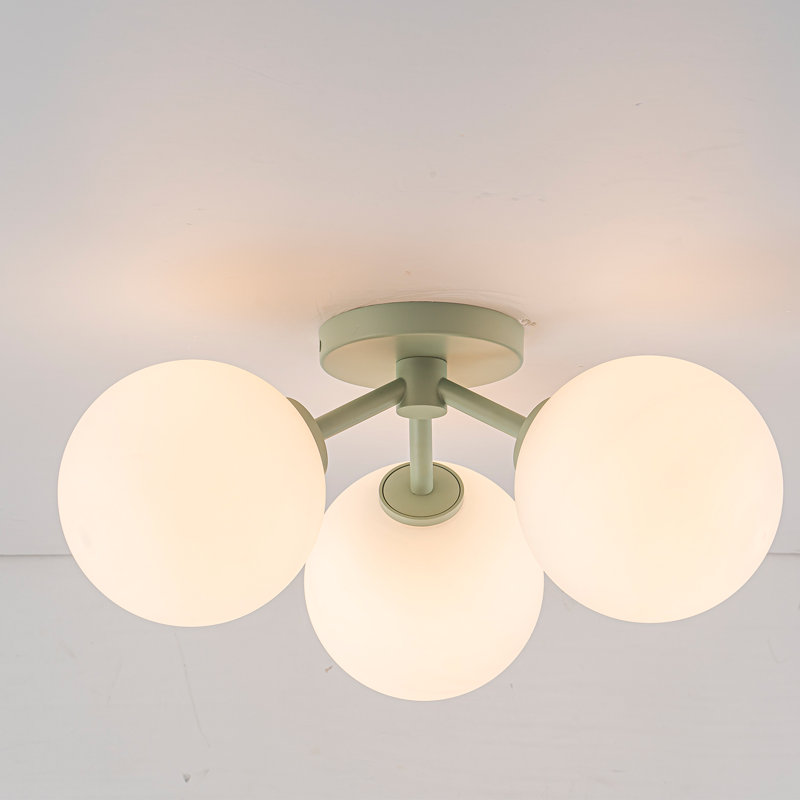 Plafonnier semi-encastré Pritee, Blanc, H 7,1 po x l 18,12 po x P 18,12 po, Vert