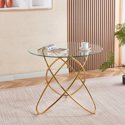 Table de salle à manger avec pieds en métal doré et verre trempé, table de cuisine moderne pour le salon, pieds en métal de couleur dorée