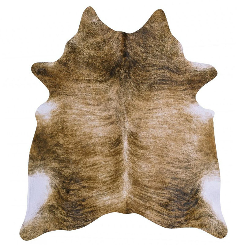 Tapis en cuir de vache Haden Brindle - Tapis en cuir véritable, Nouveauté de 5 pi 6 po x 6 pi 6 po