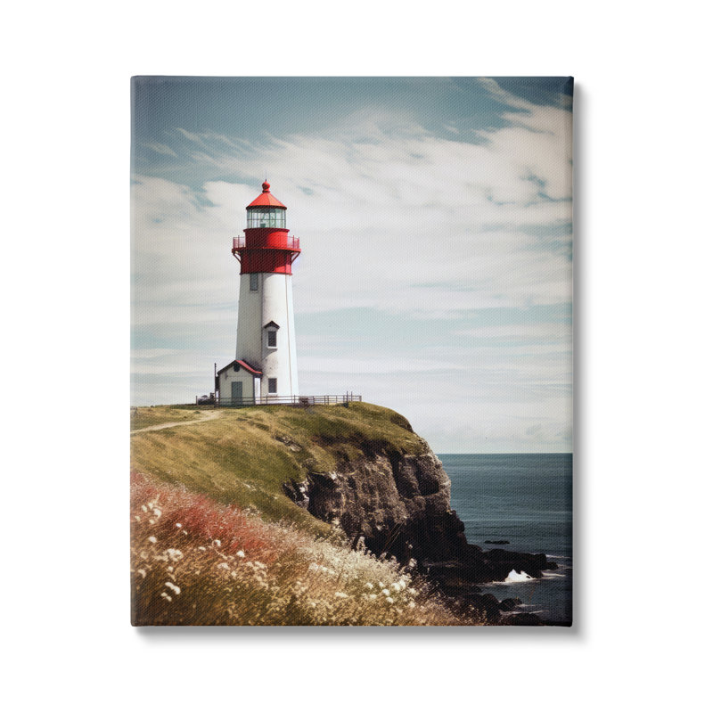 «Phare sur une haute falaise sur toile» par Ray Powers, H 30 po x l 24 po x P 1,5 po