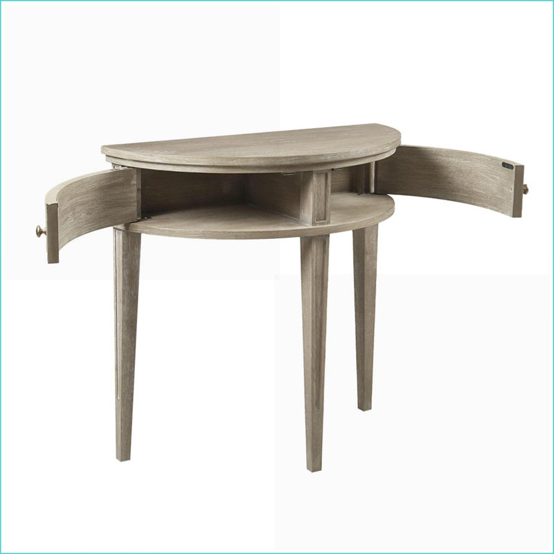 Table basse vintage récupérée avec rangement Greige, peu encombrante pour le salon