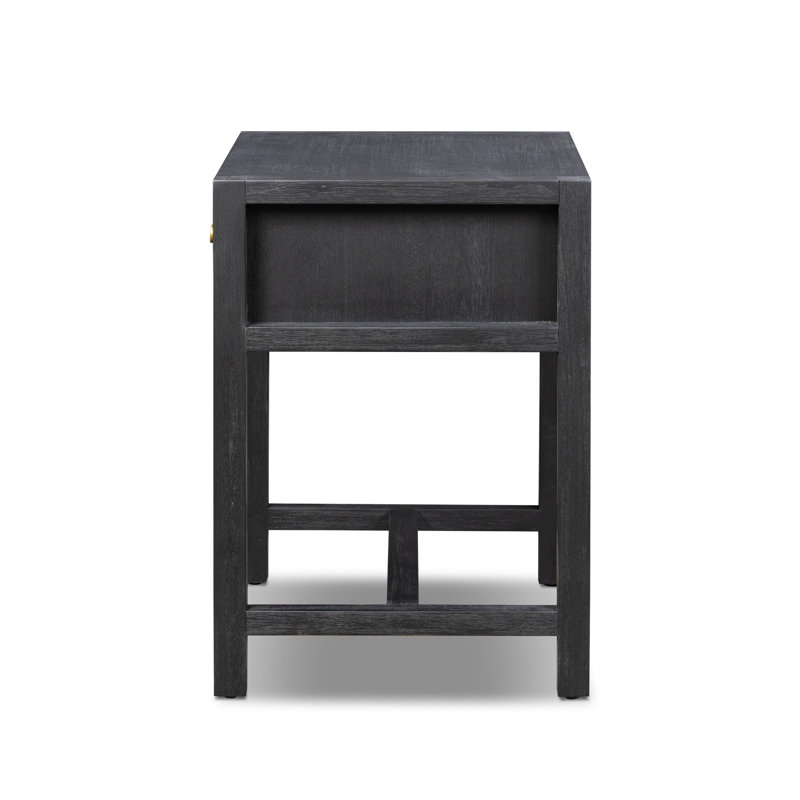 Sullivan Small Nightstand-Saddle Tan, Brushed Black Acacia Solid