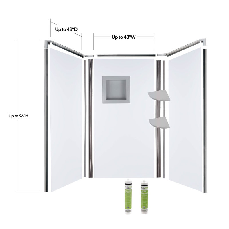 Paroi de douche à trois panneaux H 96 po x P 48 po