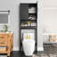 Design confortable, rangement au-dessus des toilettes avec portes et étagères ouvertes-135574064-103237401