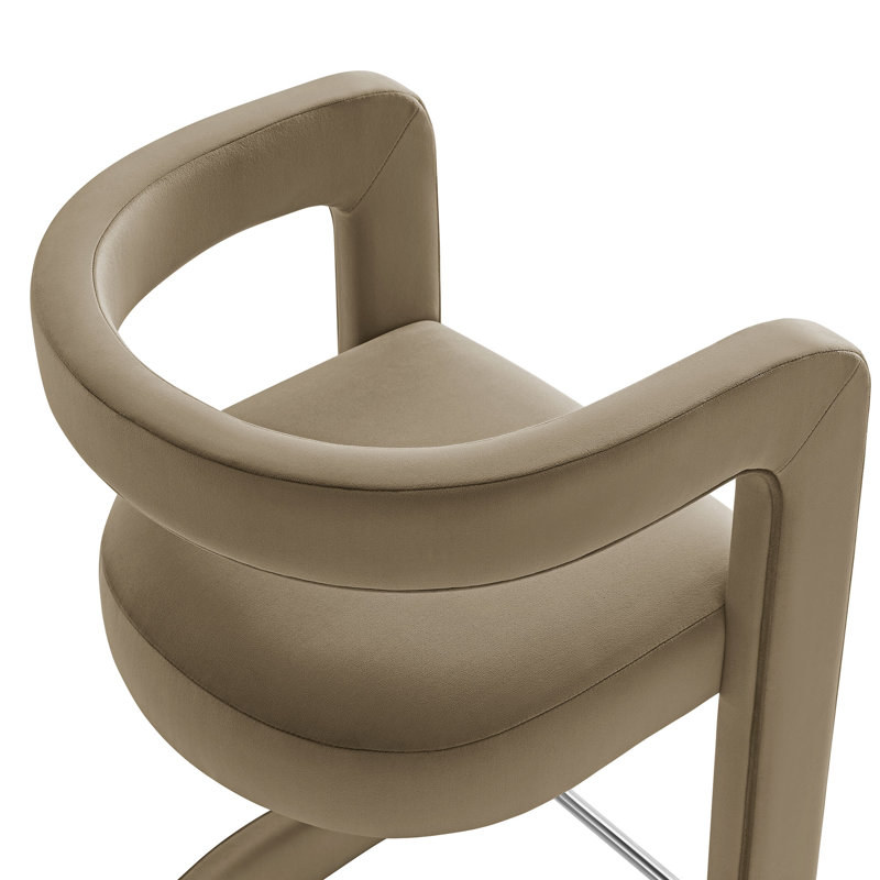 Winslow Performance Velvet Stool, Taupe, Counter Stool (27" Seat Height)