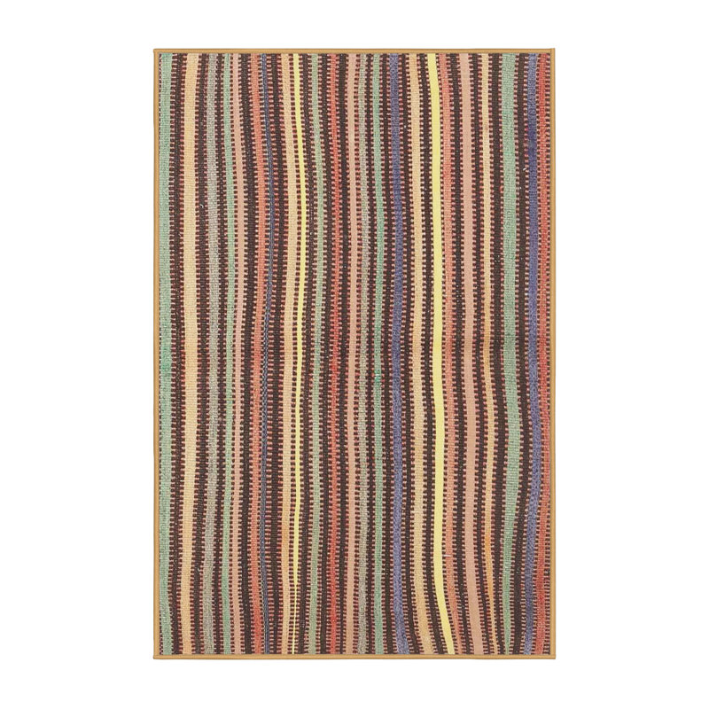 Tapis contemporain jaune / rouge / orange, Rectangle 5 pi x 7 pi