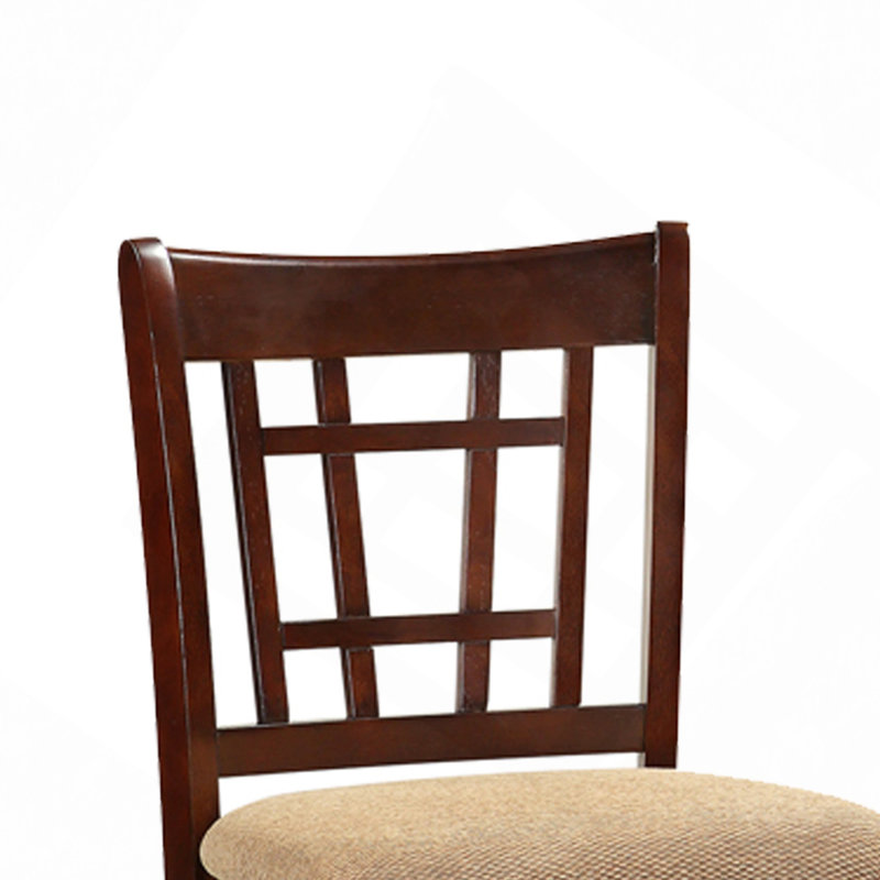 Ensemble de 2 chaises de salle à manger en bois massif brun à hauteur de comptoir rembourrée à dossier unique, Kaki, Noyer