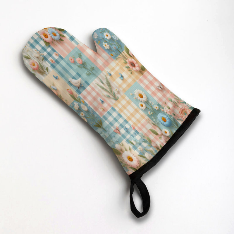 Easter Gingham Set Oven Mitt Cotton Twill