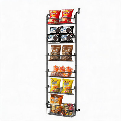 Support de rangement pour garde-manger au-dessus de la porte, support à épices en métal robuste à 6 niveaux, tablettes de rangement pour garde-manger et buanderie