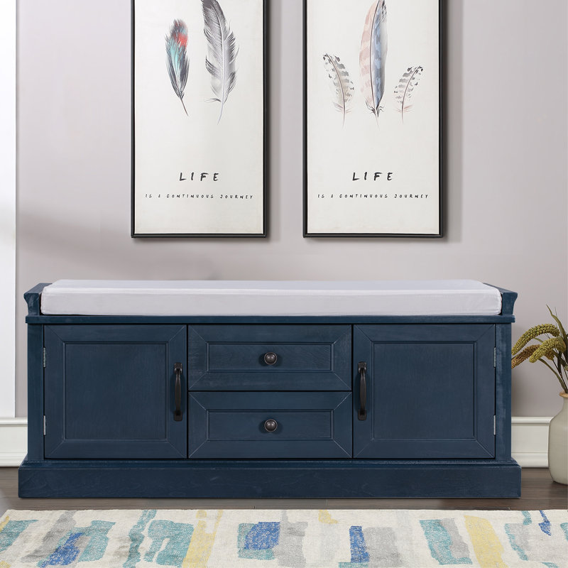 Ardilia Classic Storage Bench - 2 Drawers and 2 Cabinet, Antique Navy