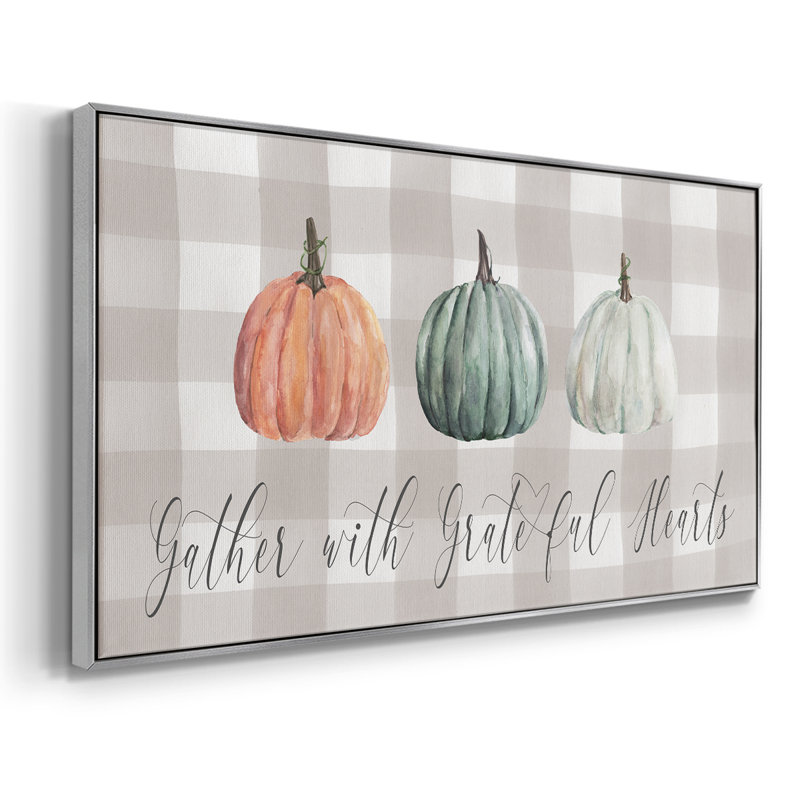 «Gather With Grateful Hearts», toile tendue avec châssis encadré, prête à être accrochée, Argent argent, H 21 po x l 41 po