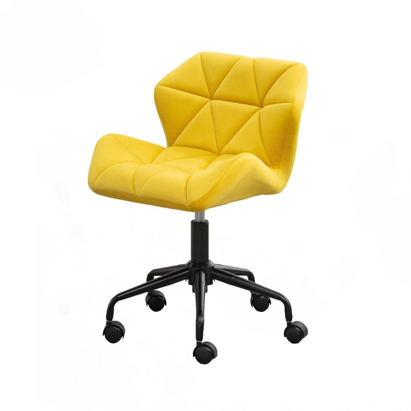 Tufted Adjustable Swivel Office Chair, Yellow
