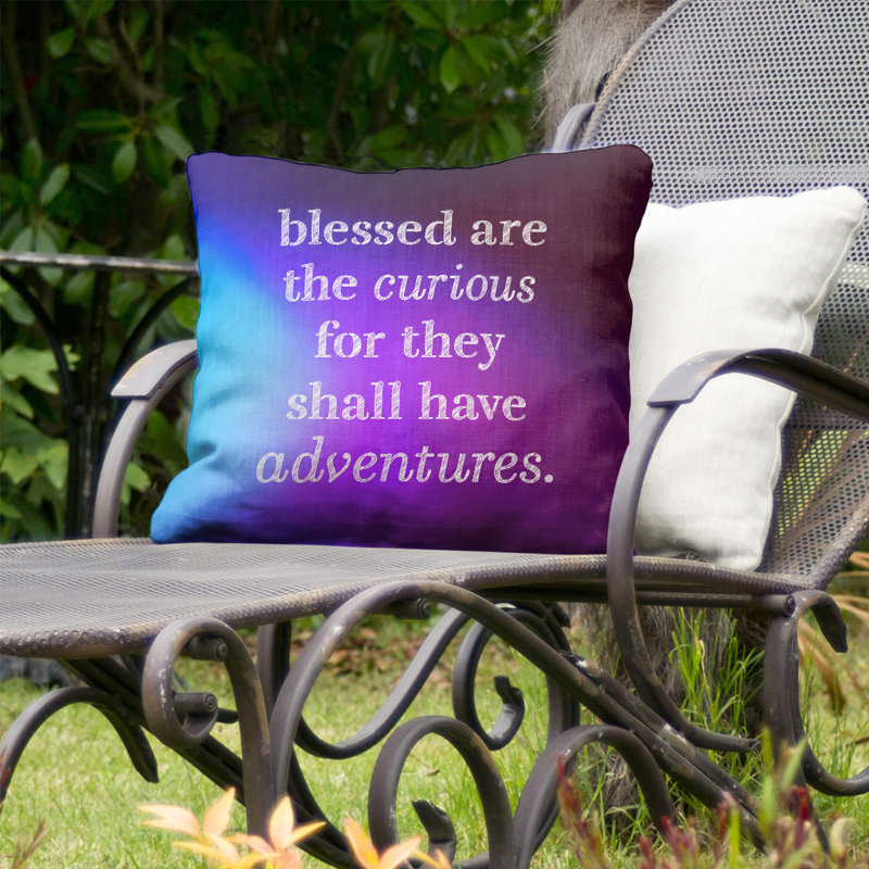 Coussin intérieur/extérieur inspiration de curiosité, 16 po x 1 po, Bleu / mauve