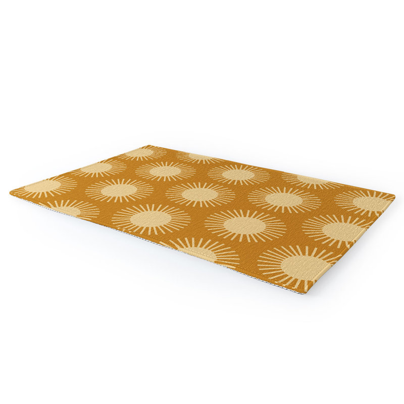 Jaune Tapis décoratif géométrique, Rectangle 4 pi x 6 pi