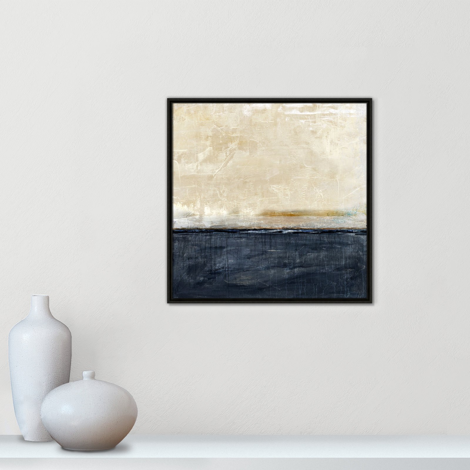 Better Days Navy Print by Denise Brown, 25.5" H x 25.5" W, Espresso