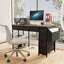 Bureau d'ordinateur avec prise de courant, bureau d'écriture avec 7 tiroirs en tissu