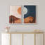 "Sun and Moon Day and Night Orange Desert Landscape", reproduction d'art sur toile encadrée 2 pièces-100136459-100136456
