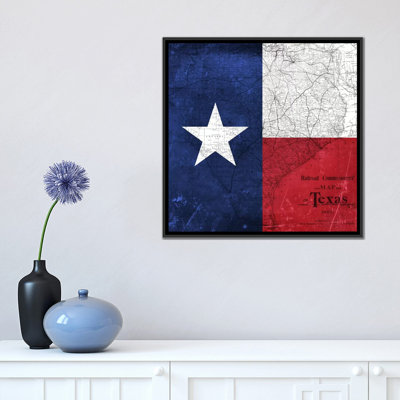 «Flags Texas Map with Lomo Film», impression sur toile tendue