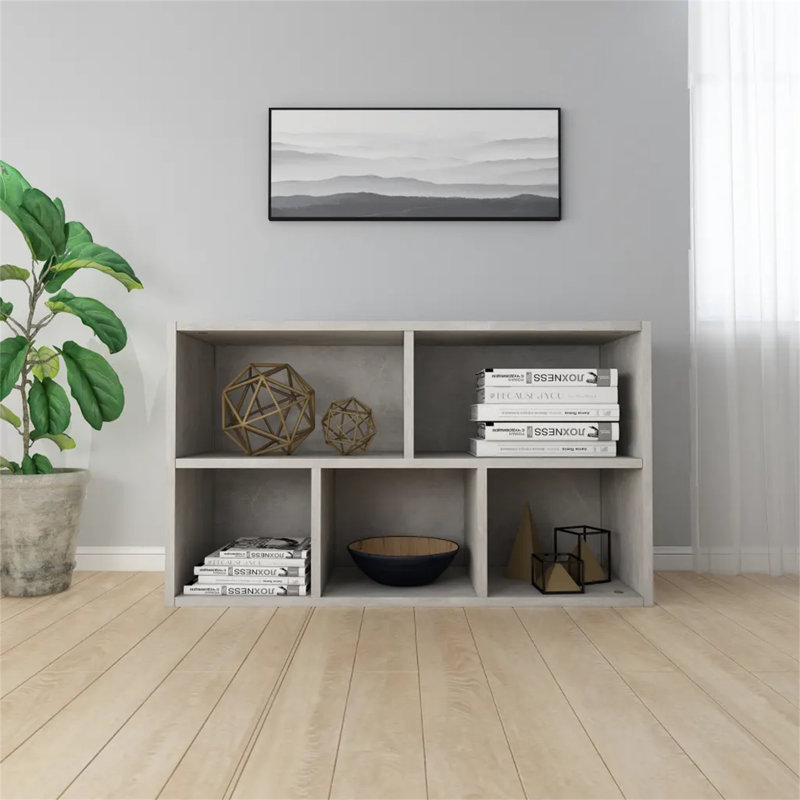 Haydon 203.2cm H x 127cm W Bookcase, Concrete Grey