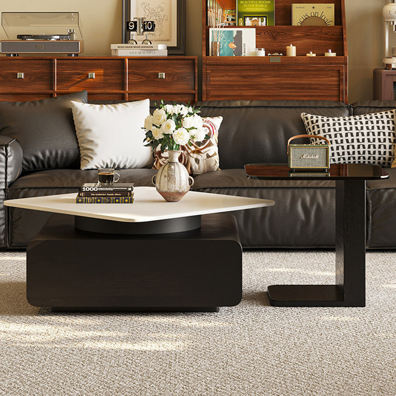 Table basse avec rangement rotatif Modern, Noir