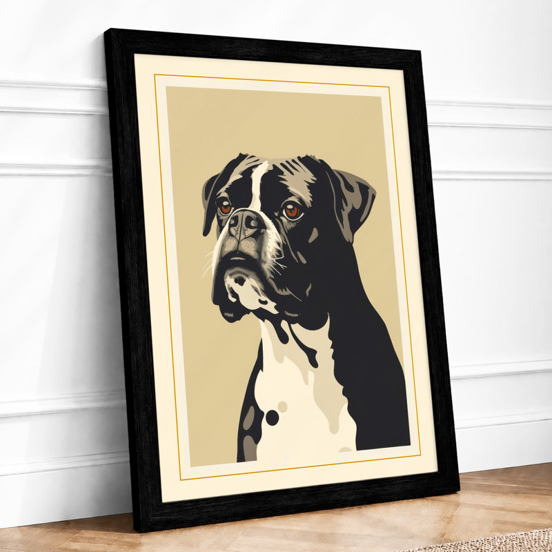 Boxer Portrait Modern - Framed Print, A4 - 29.7 x 21.0 cm, Black