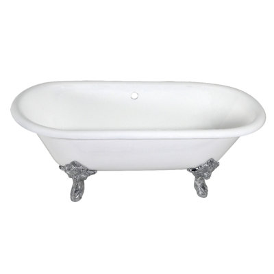 Kingston Brass Aqua Eden 72-Inch Cast Iron Oval Double Ended Clawfoot Tub (No Faucet Drillings)