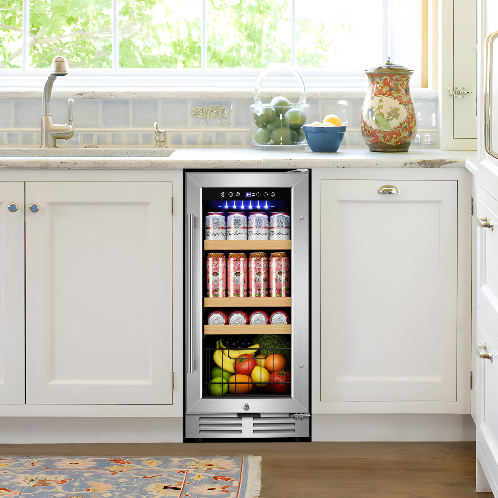 Ca'Lefort Beverage Refrigerator Cooler, 180 Can Freestanding Beverage Fridge Mini Fridge With Glass Door For Home Bar Office