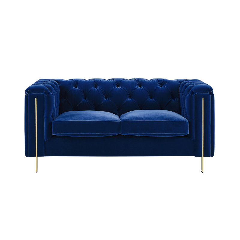 Causeuse en velours Charlene - Bleu, Bleu