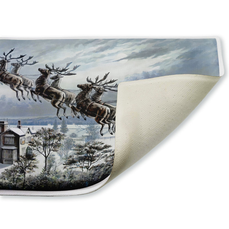  Tapis de bain antidérapant rembourré Santa, Animaux, Bleu/gris