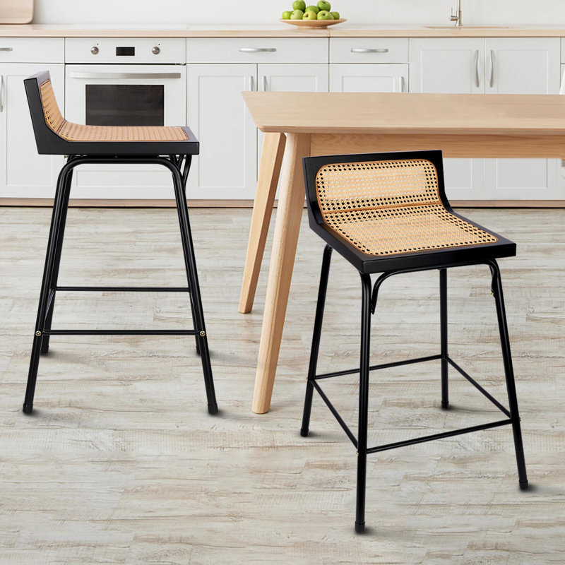 Aadhvik Wicker Counter Stool with Iron Frame