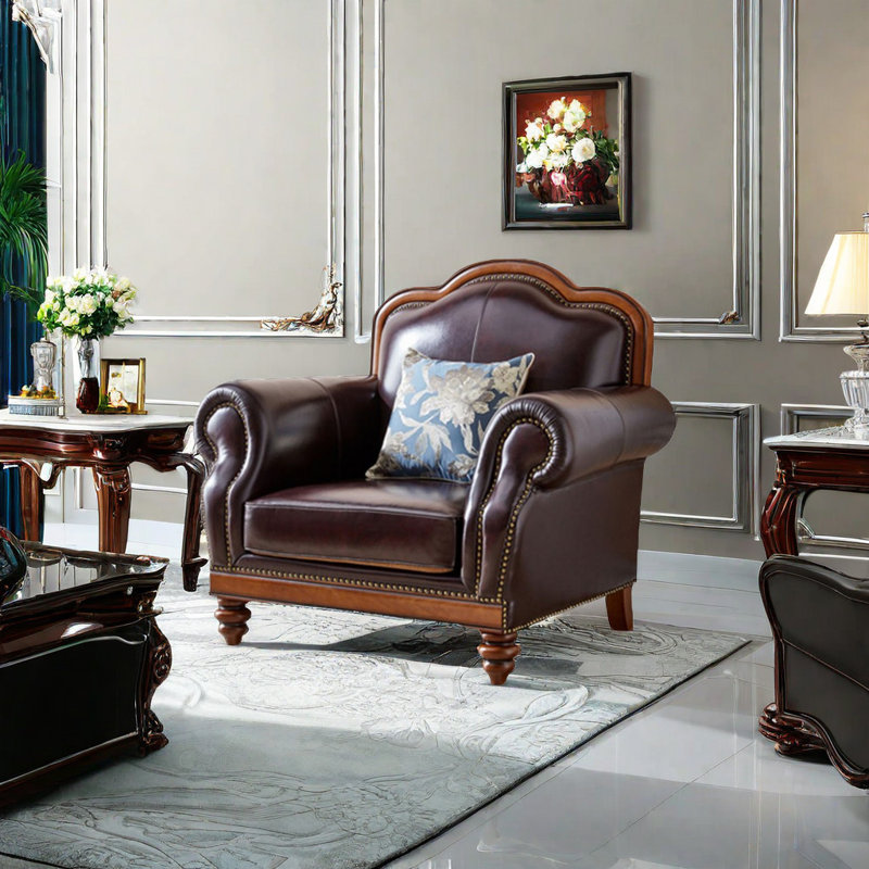 Fauteuil en cuir véritable de 47,2 po de largeur Ternisha